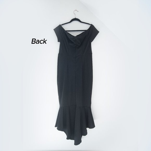 Fashion Hi-Low Off the shoulder Black Dress Size 12 - Picture 2 of 5